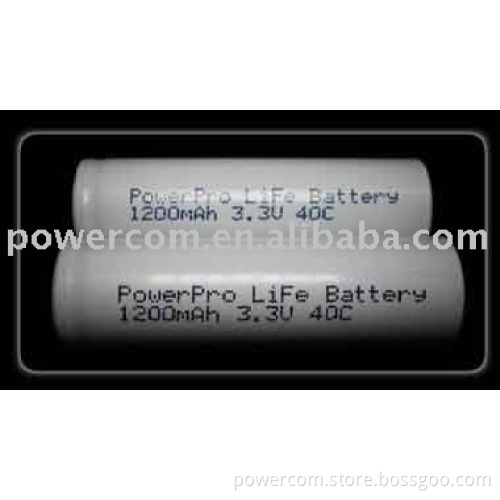 LiFe 18650 High C Rate 33C Cell 3.3V 1100mAh